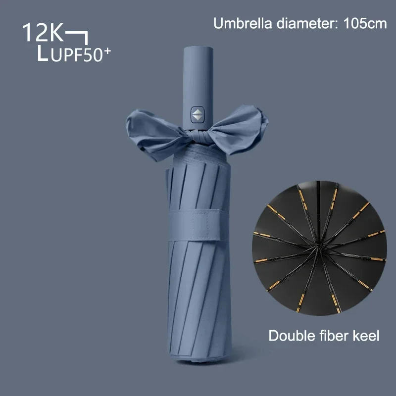 72 Bone Fully Automatic Umbrellas Reinforced UV Protection Umbrella Double Person Sunscreen Umbrellas Men'S Durable Rain Gear: MULTI