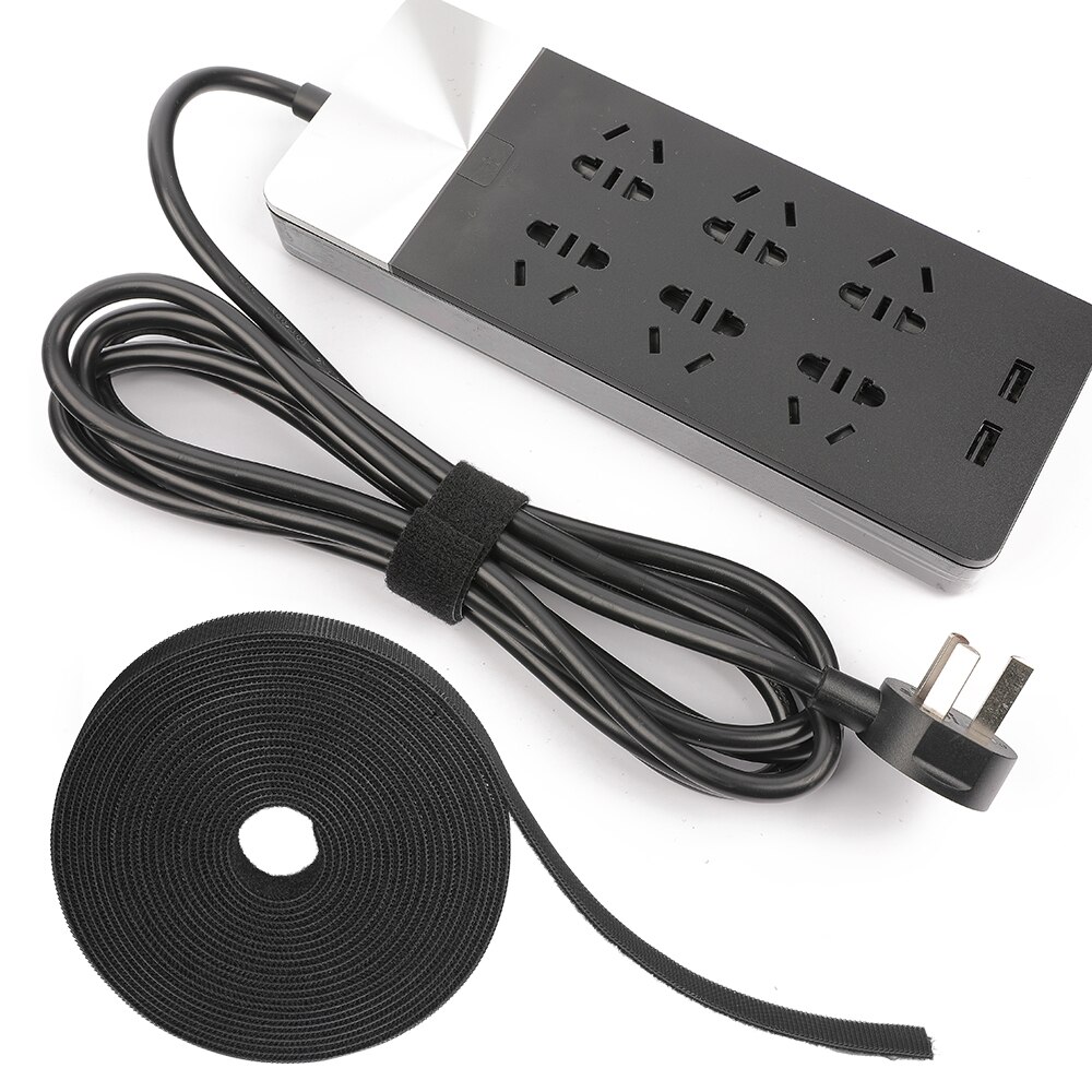 Buntband sladd rep 1- rullar återanvändbar fäste wire organizer kabelhantering krok & ögla nylon fästtejp kabel remmar: 10 meter