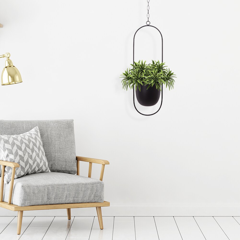 Nordic Style Hanging Metal Iron Plant Flower Pots Garden Balcony Succulent Chain Hanger Swinging Flower Basket Decorative Holder