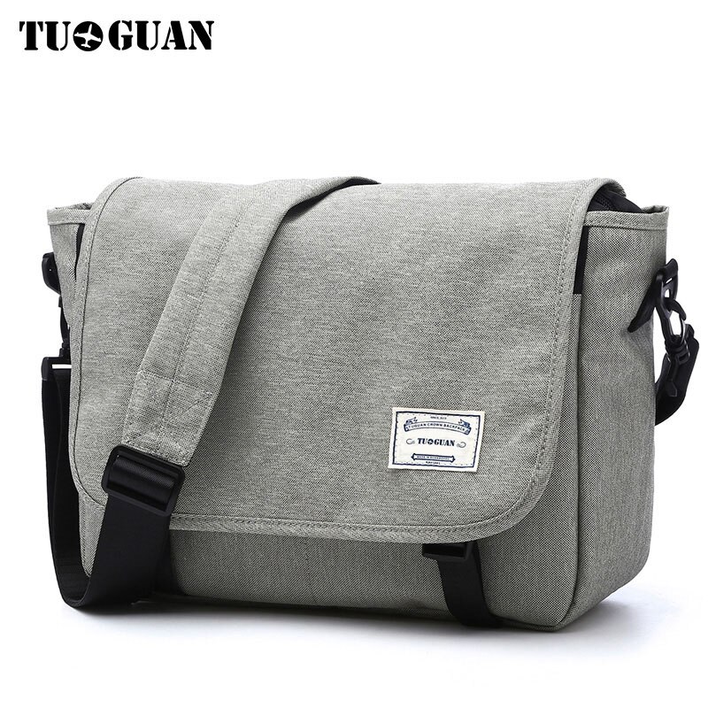 TUGUAN Men Messenger Bags Men's Business Travel Shoulder Bags female Canvas Briefcase Men Crossbody Bag Handbag XB1701T: Beige