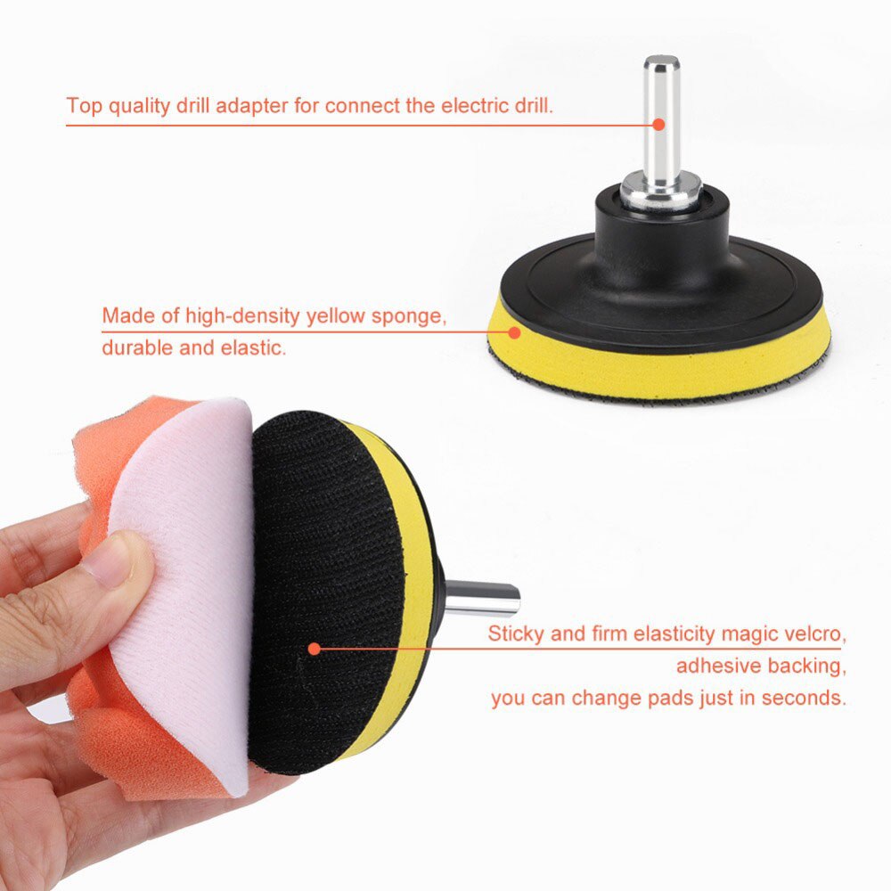 Car Accessories 3Inch Polishing Disc 11Pcs/set Self-Adhesive Buffing Waxing Sponge Wool Wheel Polishing Pad for Car Polisher