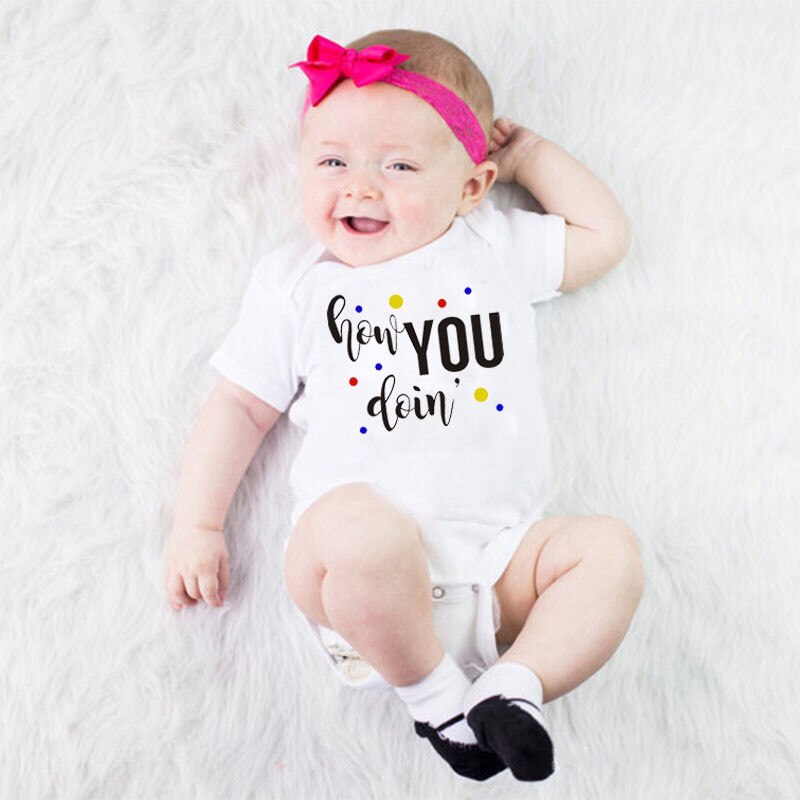 Summer Baby Boys Girls Bodysuits 0-24Months Kids Jumpsuits Summer Children Boys Girls Clothes How You Doin Letters Print Onesie