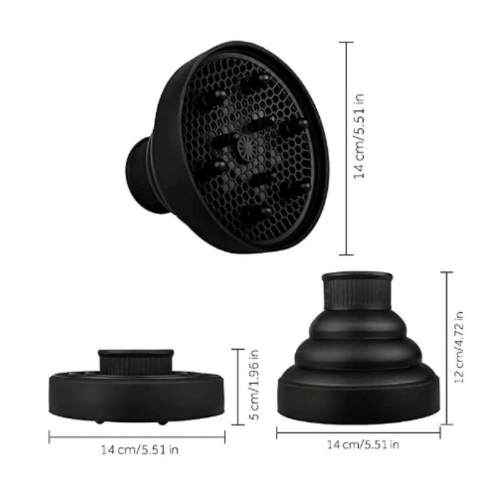 Difusor de secador de pelo de silicona, cubierta plegable resistente a la temperatura, soplador de secado rizado, Accesorios para peinados, 1 ud.