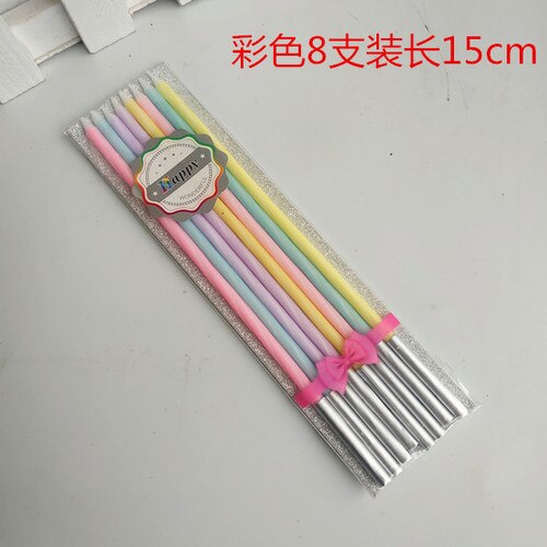 Birthday candles, colorful elongated thread happy birthday cake decoration, smokeless candles, dessert table layout: 1