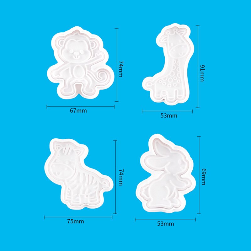 1Set Dier Bladeren Cookie Mold Dinosaurus Biscuit Cutter Food Grade Plastic Diy Bakken Tools Voor Jungle Verjaardag Cupcake Benodigdheden: Animal B