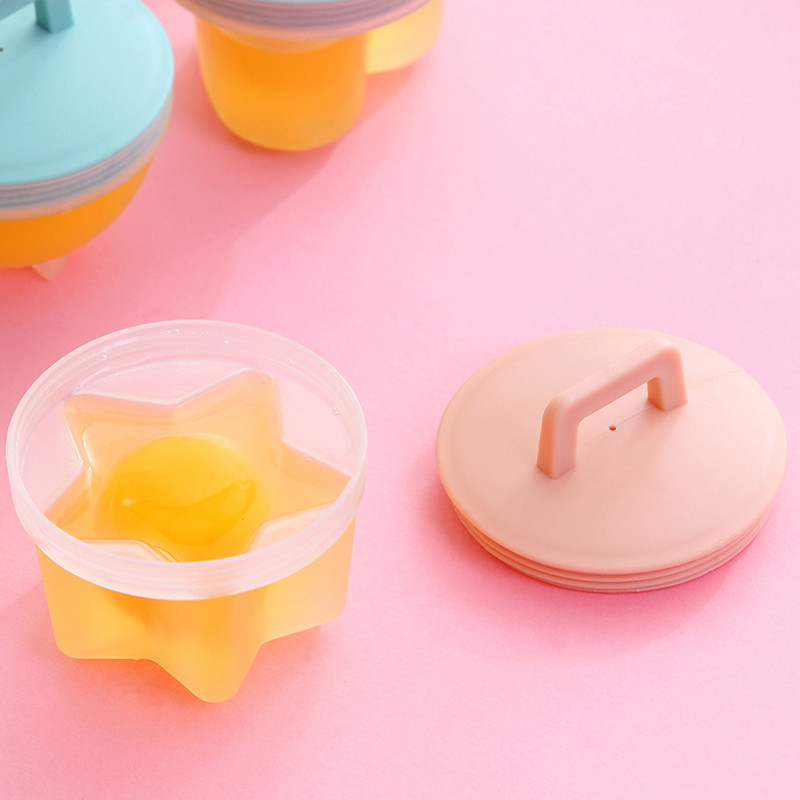 4 Stks/set Plastic Leuke Ei Stroper Pocheren Pods Egg Mold Cooker Boiler Keuken Koken Gereedschap Pannenkoek Maker Met Deksel Borstel