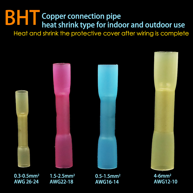 50-teiliges wasserdichtes Schrumpfdraht-Anschlüsse-Set, Kfz-Elektro-Anschlussklemmen-Set, Stoßspleißverbinder, 22–10 AWG