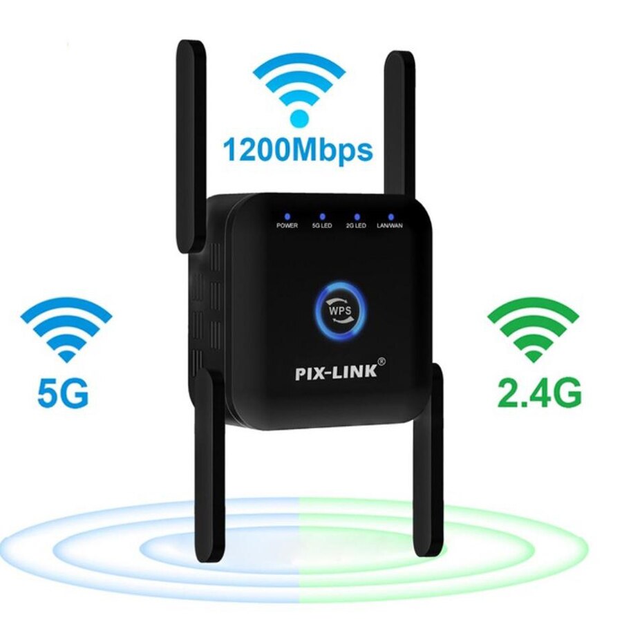 Wzmacniacz sygnału WiFi 5G wzmacniacz 5Ghz WiFi daleki zasięg Extender 1200 mb/s bezprzewodowy wzmacniacz Wi-Fi domowy wzmacniacz sygnału Wi-Fi: EU plug / Black 2.4G 5G AC24