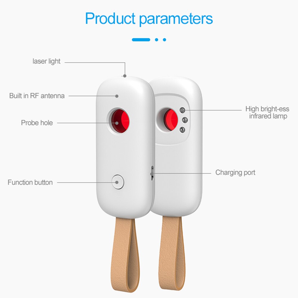 IInfrared Wireless Signal Detector Pinhole Camera RF Bug Locator Scan Finder 3 Gears Rechargeable Scan Wireless Signal Detector