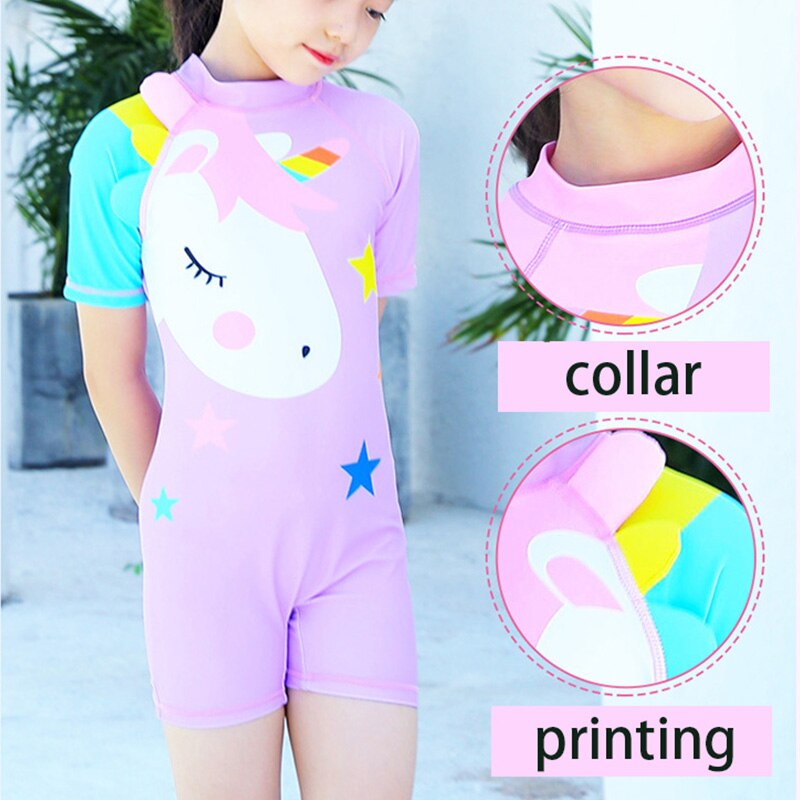 4-12 jahre Prinzessin Mädchen Badeanzug Einhorn Rosa Lila Nette Sonnencreme Art Sonnenbaden Baden Schwimmen Baby Bademode Anzug