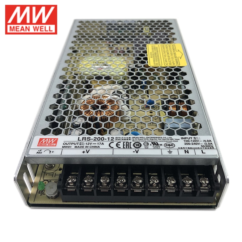 MEAN WELL LRS-200 Switching Power Supply 110V/220VAC 3.3V 4.2V 5V 12V 15V 24V 36V 48V DC Meanwell Power Supply Replace NES-200