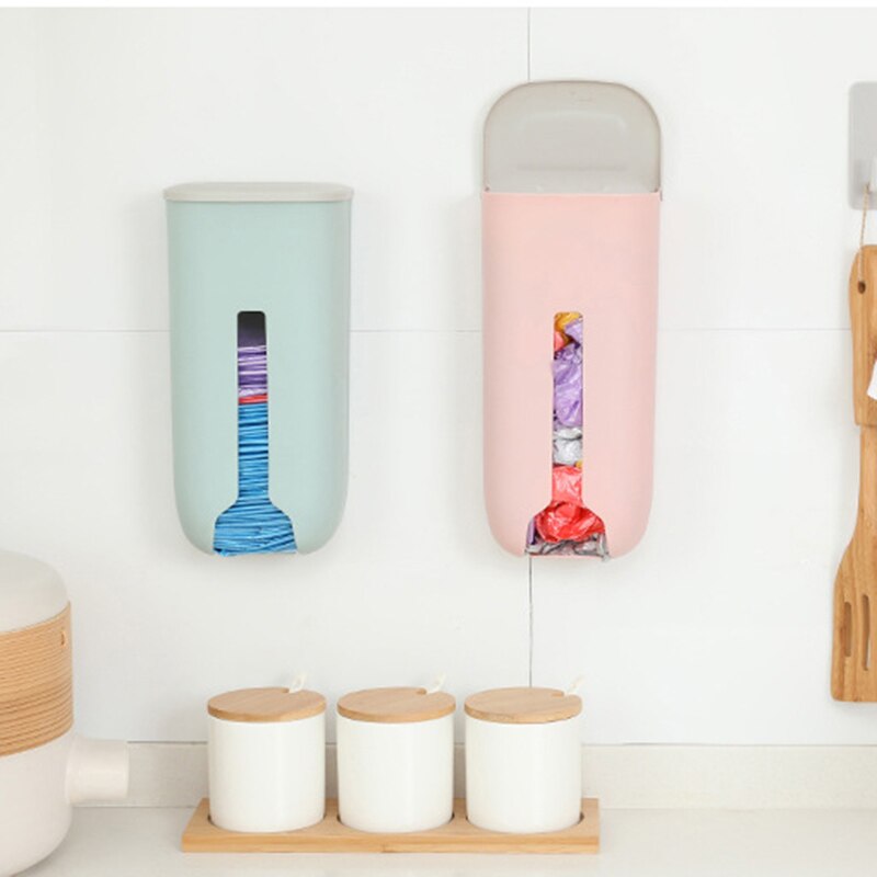 Plastic Self-Adhesive Wall-mounted Garbage Bag Storage Box Organiazer Container Durable Kitchen Grocery Holder Dispenser