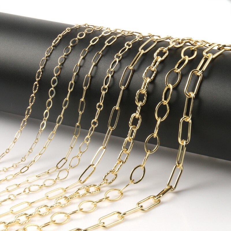 1 Meter Koper Oval Link Chain Paperclip Vierkante Kabel Ketting Armband Kettingen Bevindingen Voor Sieraden Maken Levert Accessoires