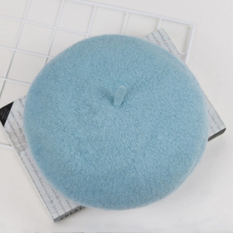 Béret de peintre en laine, chapeau tricoté, rétro, chapeau d'hiver pour femmes, chapeau Sherlock Holmes, décontracté: Sky blue