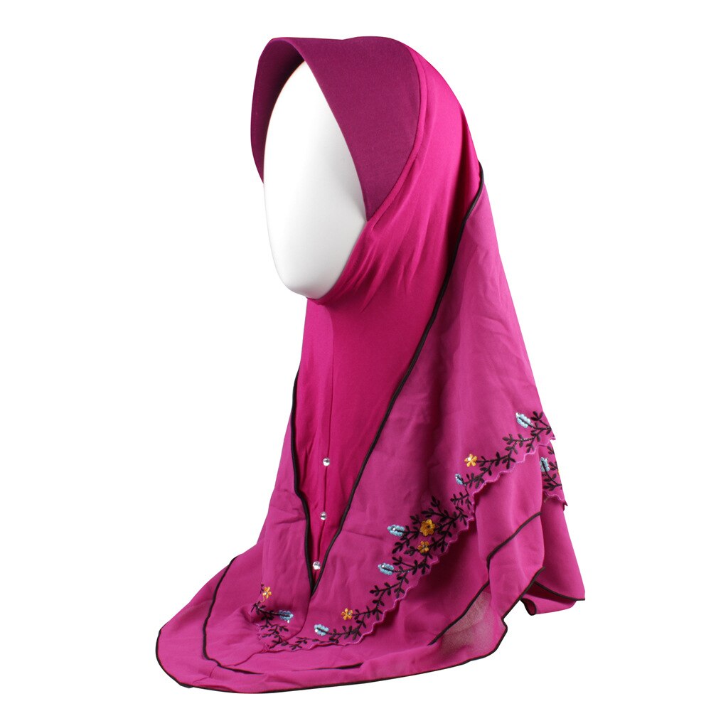 Muslimi huivi kesä malesialainen sifonki kirjonta pää naisten huivi hui peite pitkä pyyhe monivärinen huivi huivi  l609: Laivastonsininen