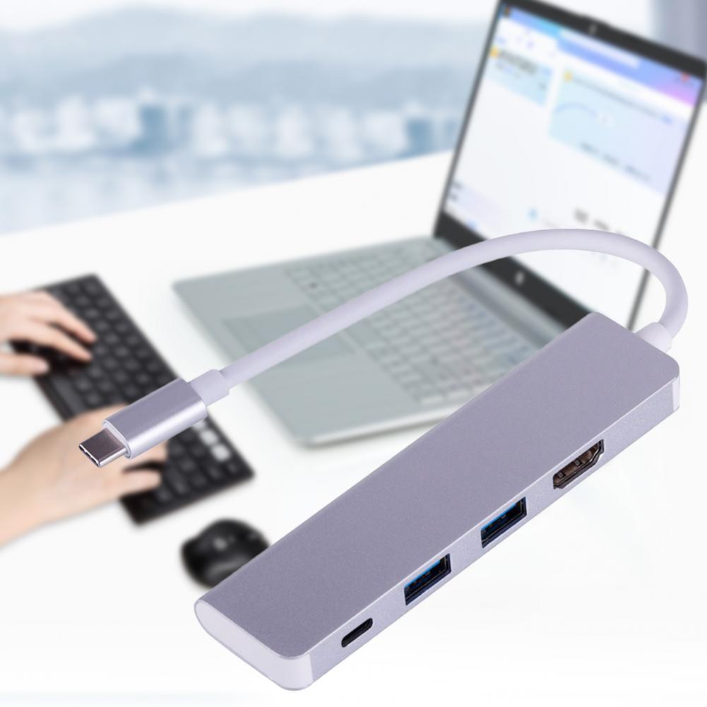 4-In-1 High Speed Type-C Naar Hdmi-Compatibel USB3.0 Hub Adapter Draagbare Duurzaam Voor computer