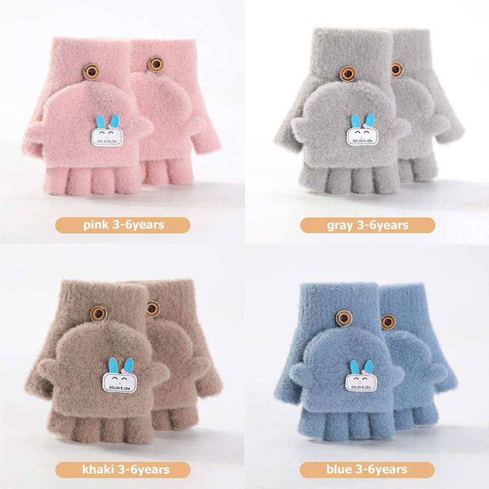 Baby Winter Handschoenen Jongens Meisjes Gebreide Vingerloze Wanten Kinderen Half Vinger Flip Manchet Wanten Peuter Warme Handschoenen 1-6 jaar