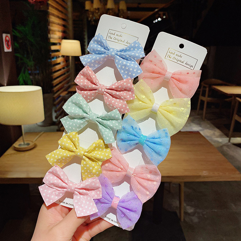 Horquillas de estrella con estampado de cuadros para niñas, pinzas para el pelo, diadema dulce, pasadores, accesorios de lazo de , 5 piezas por juego