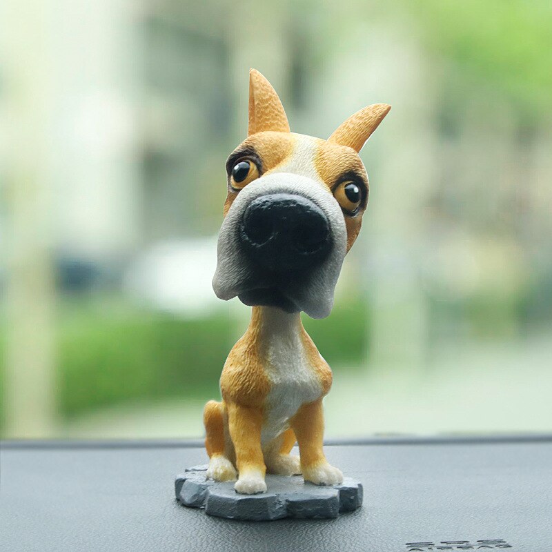 Model hars beroemde hond decoratie draaiende puppy hond decoratie auto huisdecoratie autodecoratie r -8806: 4 bokshonden 1 st