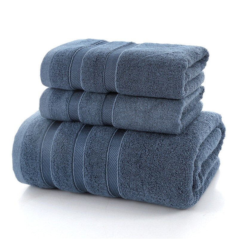 Zhuo  mo 100%  bambus fiber badehåndkle til voksne 4 farger 70 * 140/35*75cm håndkle dårlig stort tykt absorberende antibakterielt: Blå / 1pc 70 x 140 1pc 34 x 75