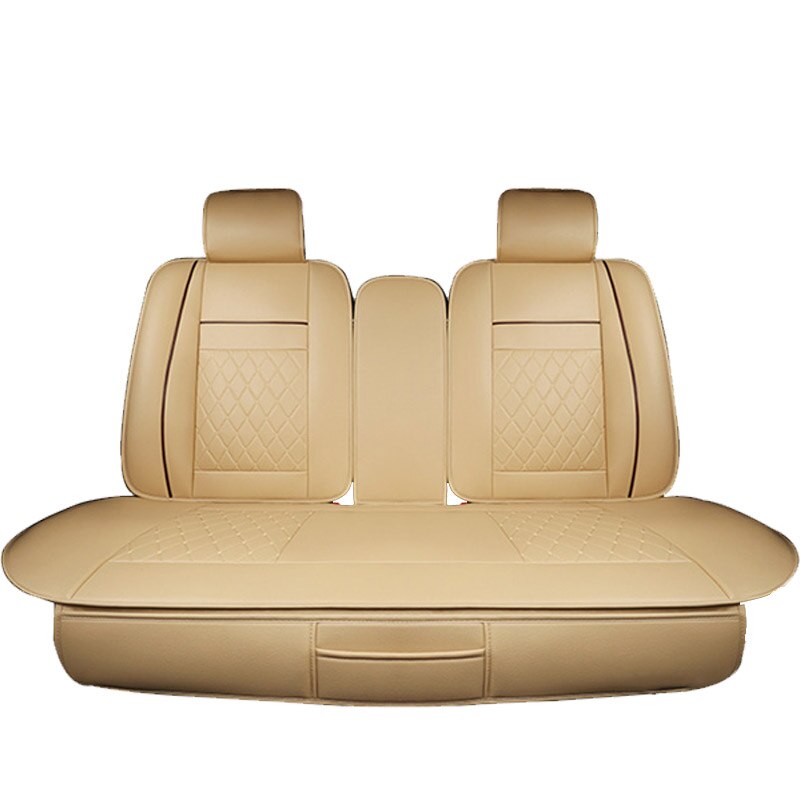 funda asiento coche Cuero de la PU Beige coche Set de funda de asiento de vehículo cojín para Mitsubishi Nissan Renault Peugeot Auto Interior accesorios para el coche accesorios productos: Rear Beige