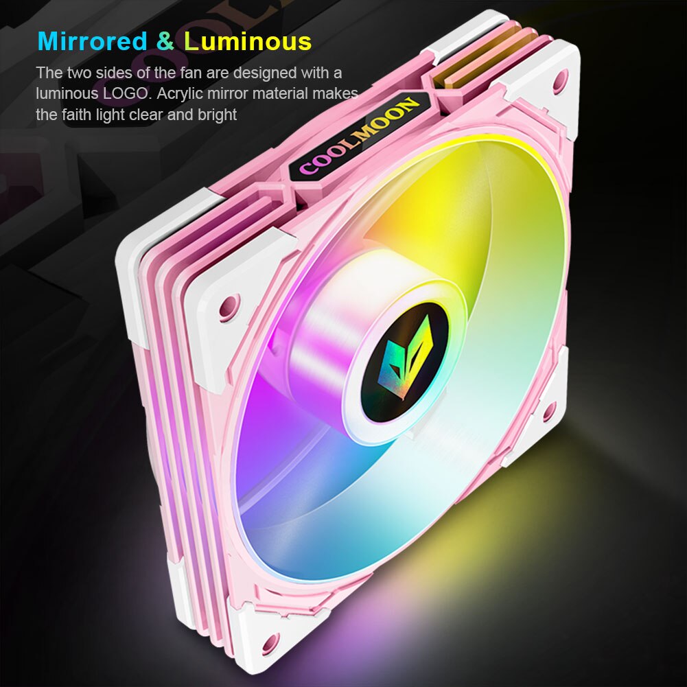 COOLMOON AS1 CPU Cooler 3 Pin ARGB FDB Bearing PWM PC Cooling Fan 120mm Darkflash DR12 PRO 120mm Cooling Fan RGB Adjust Speed