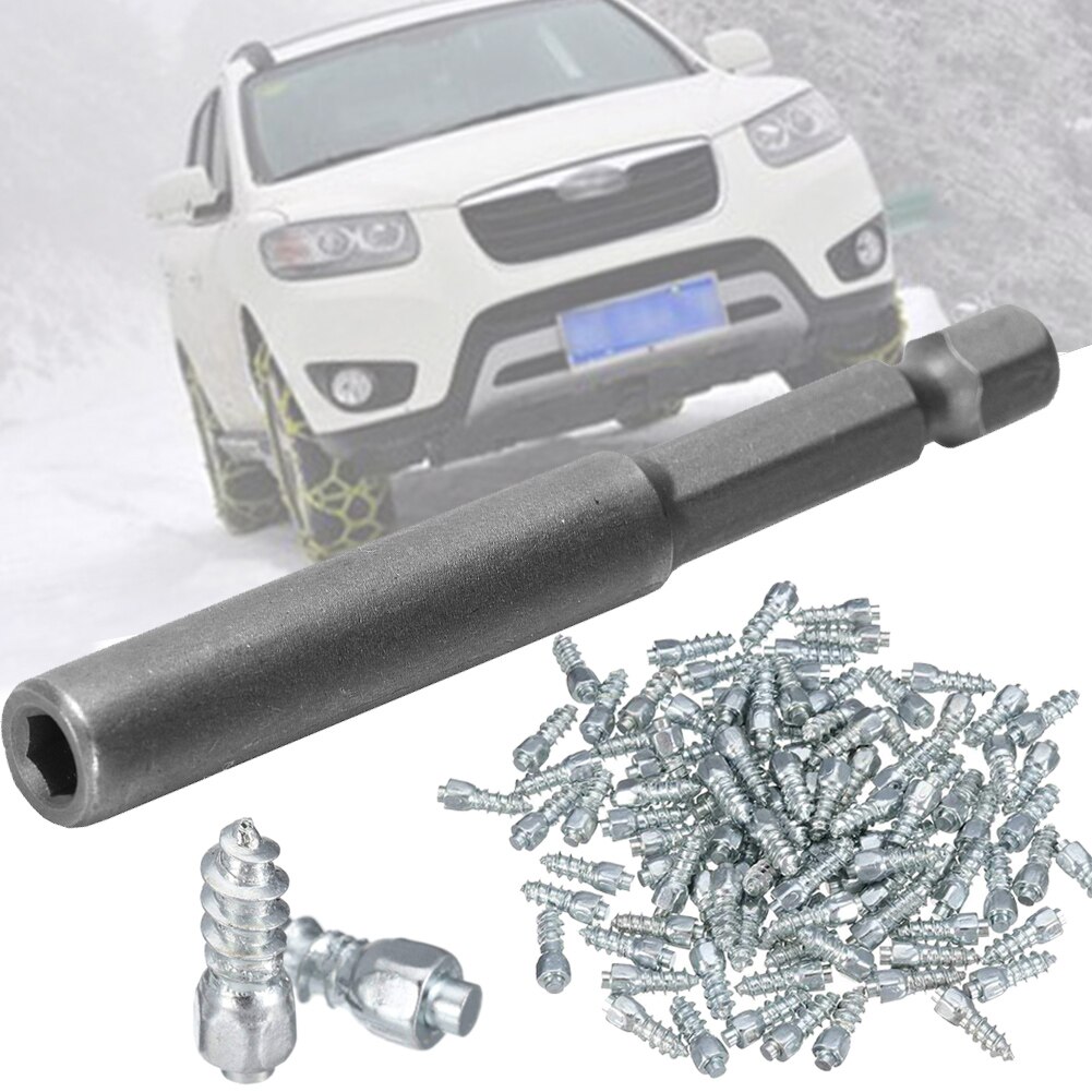 12 Mm Carbide Screw Tire Studs Snow Spikes Anti-Slip Anti-ice For Car/SUV/ATV/UTV With Installation Tool