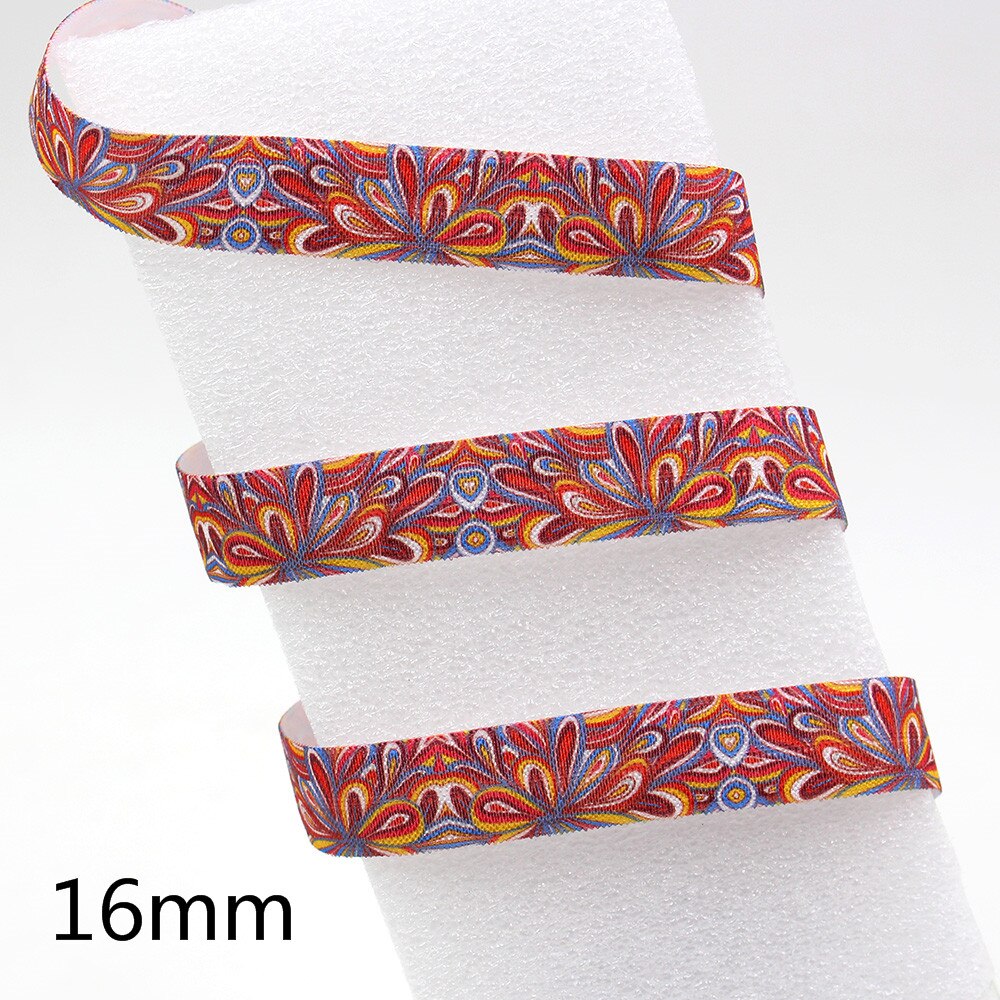 5yds,5/8" flowers Fold Over Elastic Stretch Foldover FOE Elastics for Hair Ties Headbands DIY handmade Accessories,E-20421-609: E-20421-619