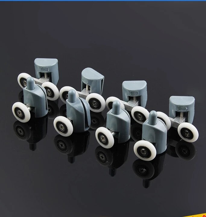 8 STKS Wielen Kit Voor Douchecabine Deuren Wiel 23 25 27mm Top Bottom Dubbel Met Knop Mount voor Glas: Black / 25mm