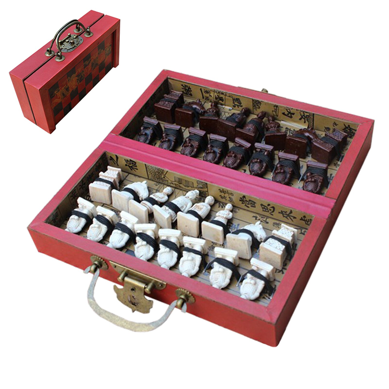 Wooden International Chess Set Terracotta Warriors Chess Pieces Chess Game Christmas