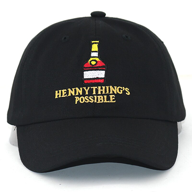 Sombreros Henny para papá, sombrero de algodón con bordado ajustable, correa, hip hop, gorras de béisbol, unisex: Black