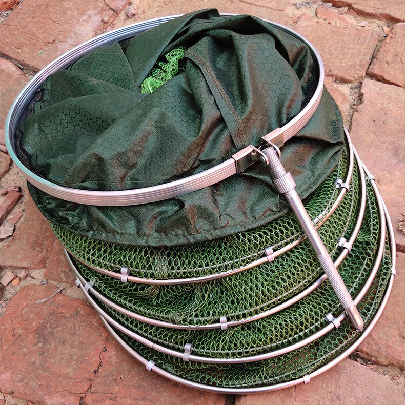 25cm/33cm/40cm/45cm Diameter Fishing Net Mesh With Bag 2M-4M Length Aluminum Quick-drying Net Shrimp Fish Cage Trap Basket J364