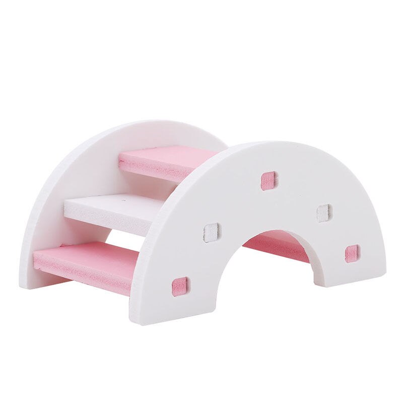 Hamster Ladder Rainbow Bridge Pet Toys Wooden Bridge Hanging Toys Small Animals Cage Accessories Hamster Seesaw Ladder Rainbow: pink