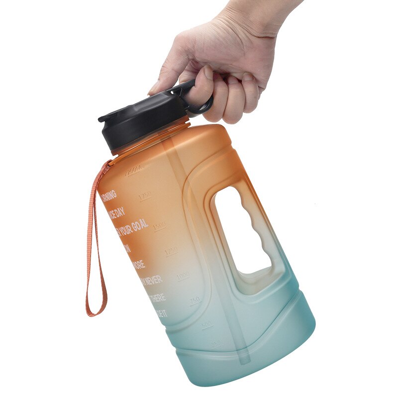 Large Half Gallon Motivational Water Bottle Leakproof BPA Free Tritan Sports Water Jug with Time Marker Ensure You Drink Enough