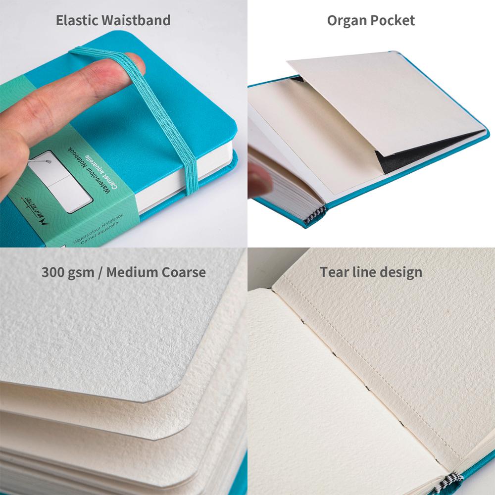 Przenośny śliczny notatnik w skórzanej oprawie podręcznik w twardej oprawie szkicownik w kolorze wody 300g bawełniana papierowa podkładka robić malowania akwarelowego
