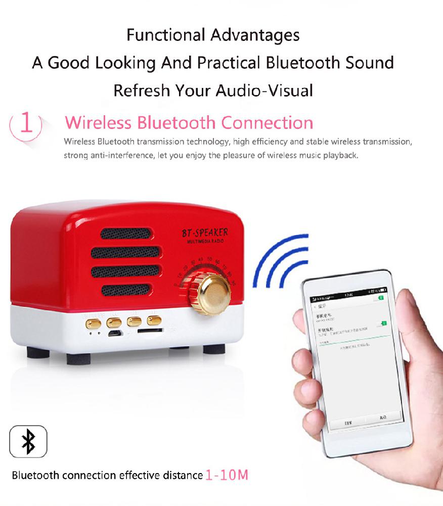 retro Tragbare Bluetooth Lautsprecher Klassische Musik Spieler Mini Drahtlose Bluetooth Lautsprecher Radio USB/TF Karte soundbox Musik Kasten