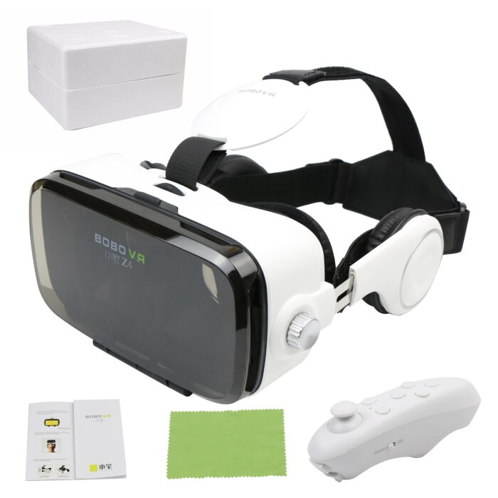 Offre spéciale! Google carton BOBOVR Z4 gafas realidad virtuel BOBO VR pour 4.7-6.2 pouces Smartphone + multifonction Bluetooth Gampad: White-033