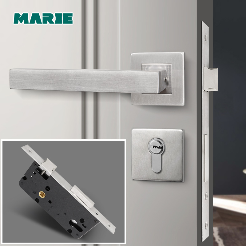 Marie Stainless Steel Door Lock Body Home Interior Bedroom Bathroom Door Lock Tongue Wooden Door Iron Door Handle Lock Hardware