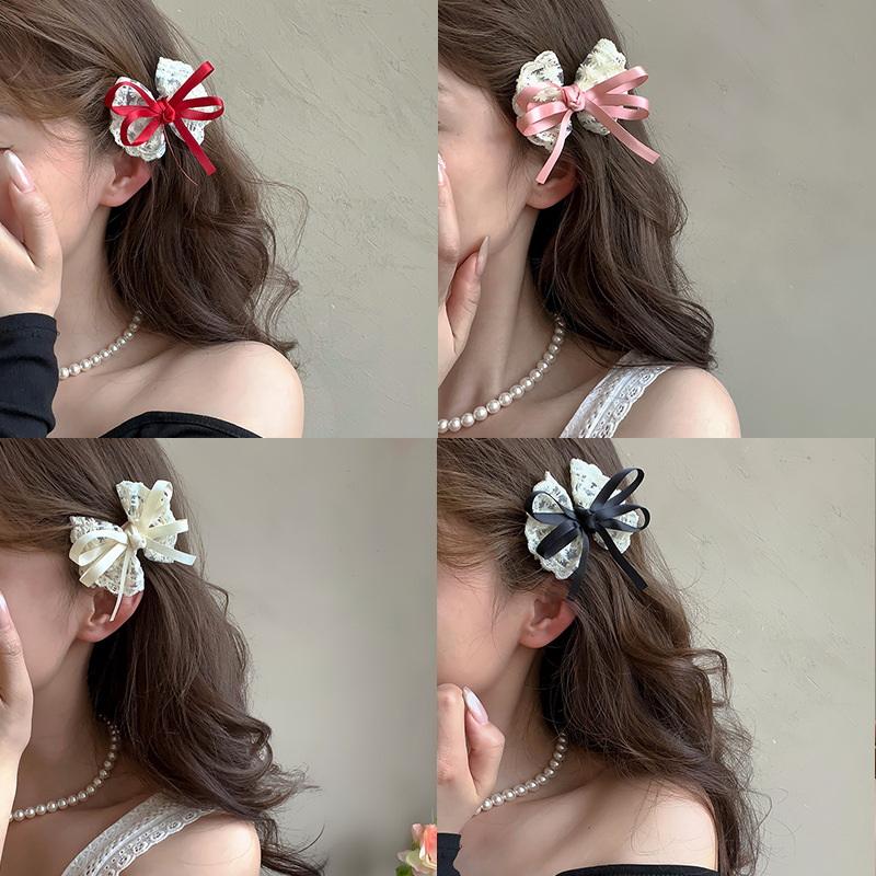 2 stk. sløjfe hårnåle stof sløjfe side pandehår klips bånd side hårnåle hårspænder hovedbeklædning piger par klips smykker tilbehør