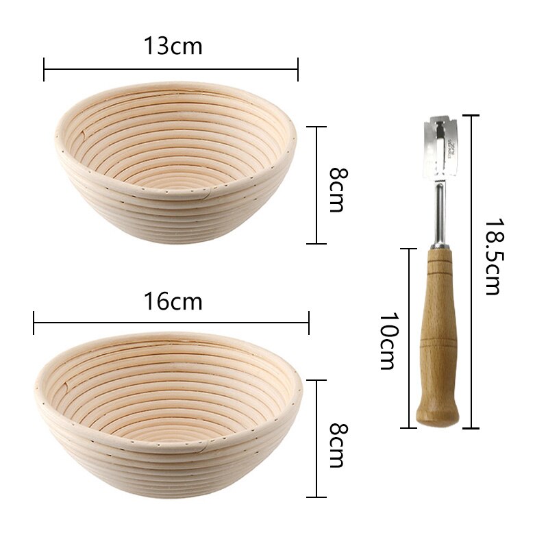 Ronde Rotan Brood Bakken Gebruiksvoorwerpen Set Brood Proofing Mand Plastic Douch Cutter Slicer Brood Lame Gereedschap Maken