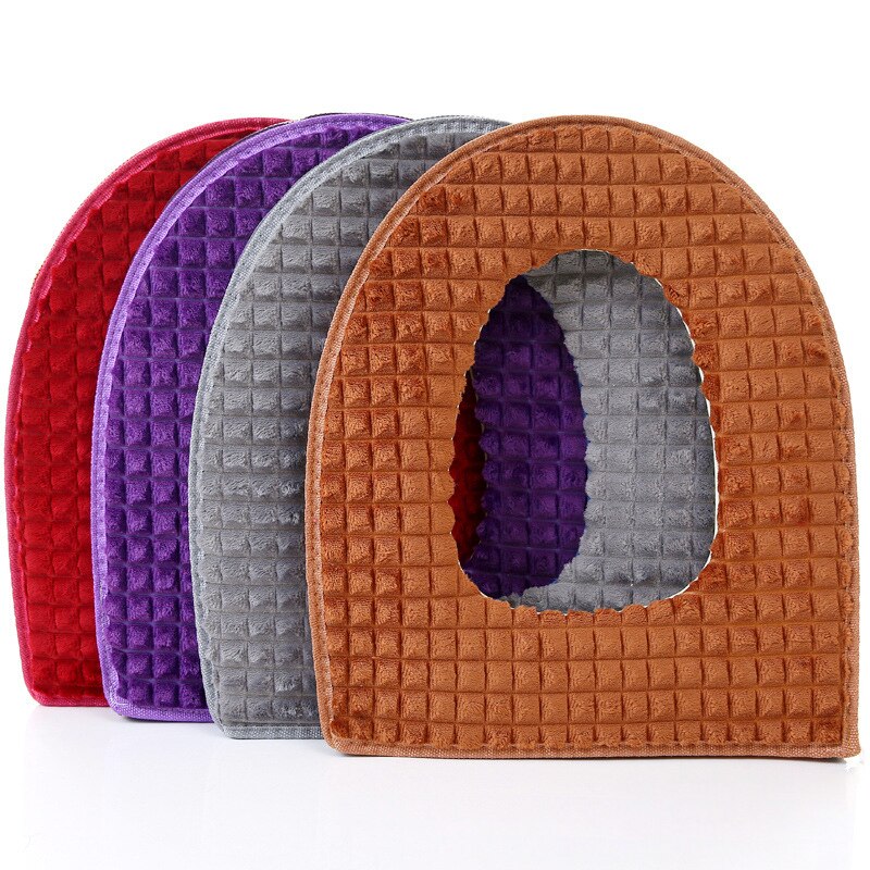 1Pc de terciopelo de invierno cubierta de asiento de inodoro suave elástico baño Closestool Mat cojín suministros