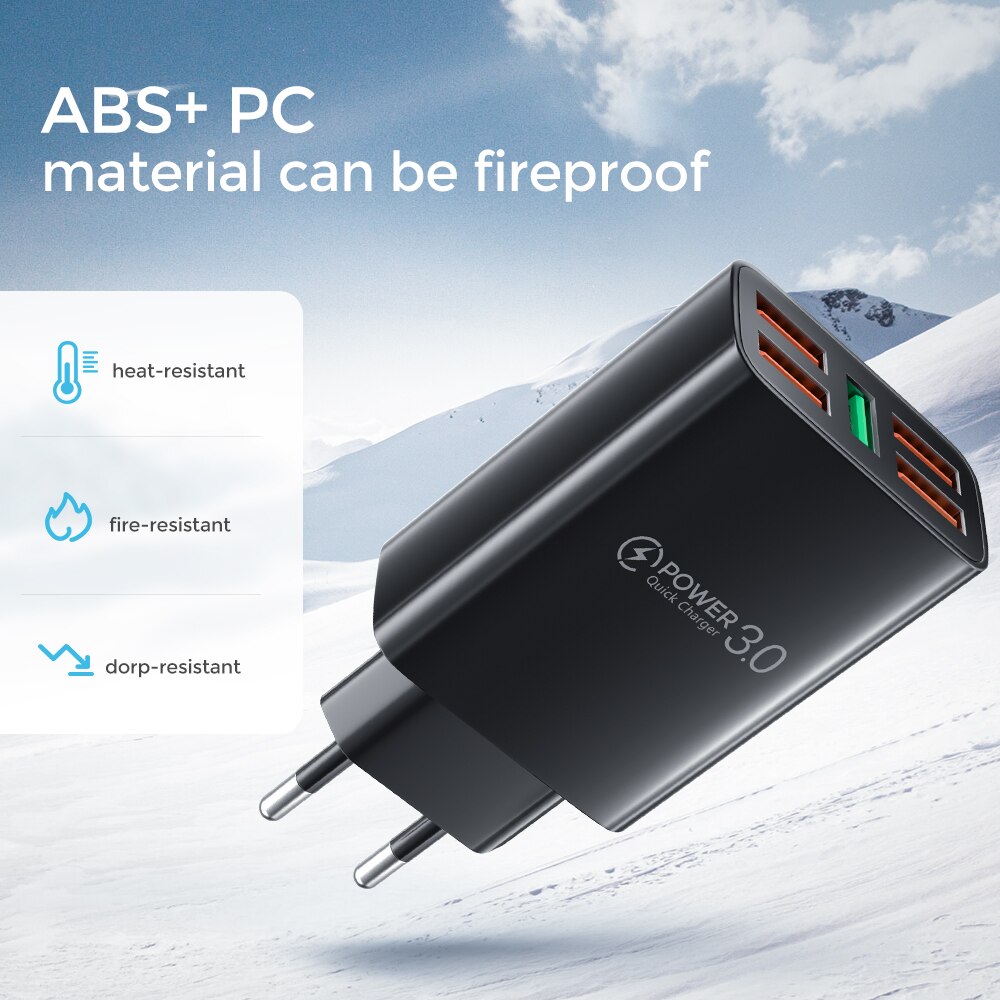 5 portów ładowarka USB szybkie ładowanie 3.0 4.0 48W szybkie ładowanie dla iPhone 13 12 Pro Max 11 Samsung Xiaomi Huawei ładowarki do telefonów ściennych