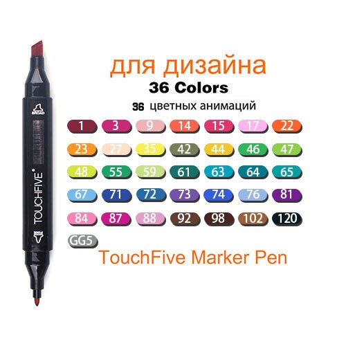 Alcohol Based Markers Touchfive for Drawing Sketch Marker Pen Set Dual tip 10/30/40/60/80/168 Colors Art Marker for School: 36 Colors Black