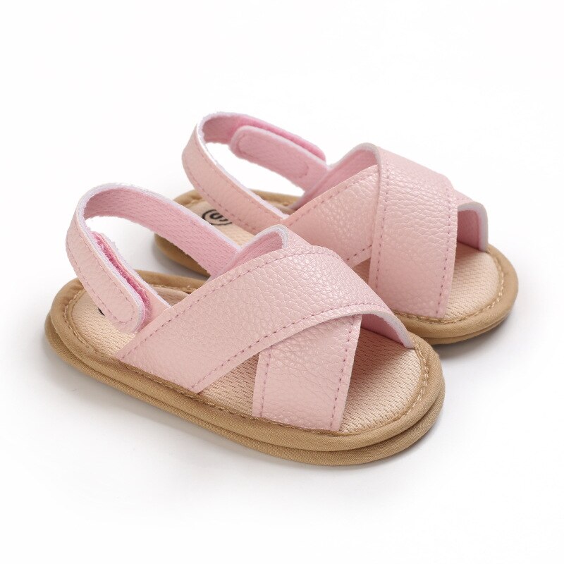Roma-sandalen für babys (jungen und mädchen) mit kreuzmuster, weicher sohle, Ideal für sommer, Strand und freizeit, erste lauflernschuhe für babys ab 0-18 monaten: Rosa / 0-6 monate