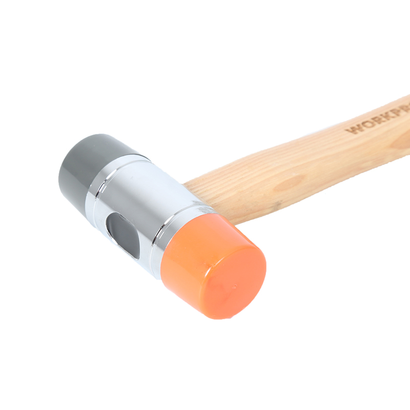 WORKPRO Wooden Handle Installation Rubber Hammer Rubber Hammer Wooden Handle Zinc Alloy Double-sided Installation Hammer W041053