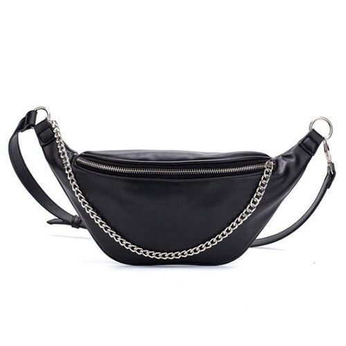 REPRCLA Fanny Pack Waist Bag PU Leather Belt Chest Bag with Chain Women Shoulder Bags: Default Title