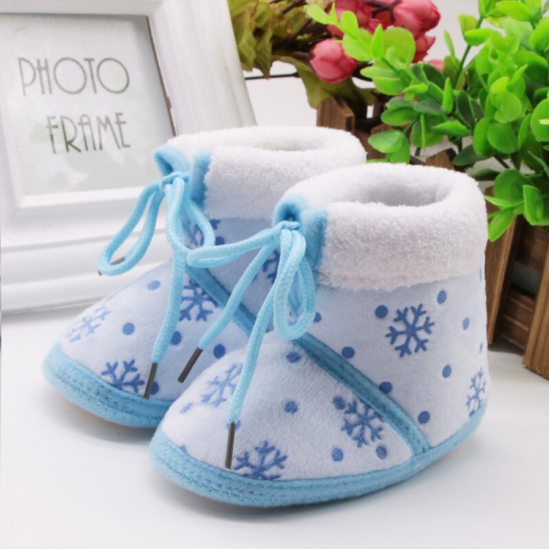 Winter Herfst Baby Meisje Schoenen Kinderen Baby Meisjes Dikke Warme Laarzen Mode Ijs Bloem Kids Schoenen: Blauw / 0-6 months