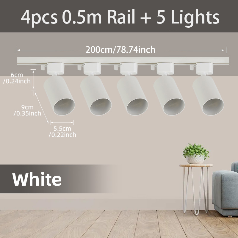 Juego completo de luces Led para riel de techo, foco de fuente de luz GU10 reemplazable para sala de estar y dormitorio, lámpara Led para riel: Morado oscuro / Beige