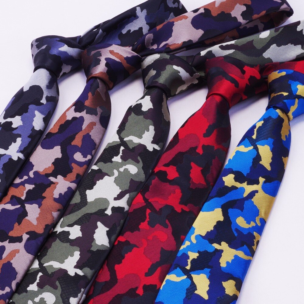 RBOCOTT-corbatas estampados de camuflaje para hombre, corbatas estampados de 6cm con cuello, corbatas ajustadas a la para hombre, corbatas de boda