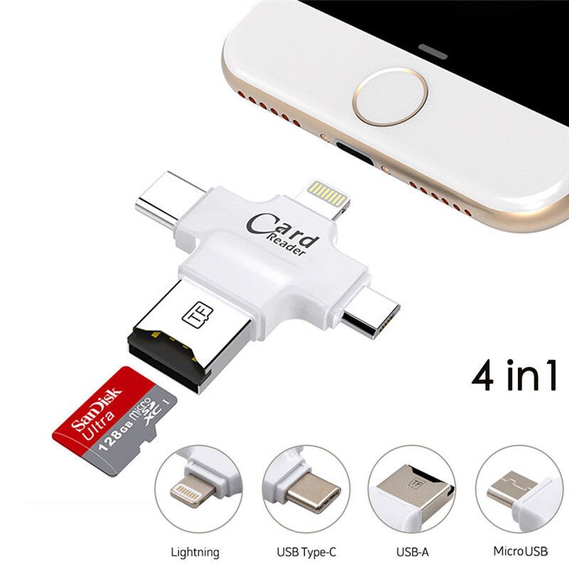 Lettore di schede Micro SD/TF OTG 4 IN 1 per PC USB tipo C Android Iphone 13 pro 11 7 6 8 X IOS15